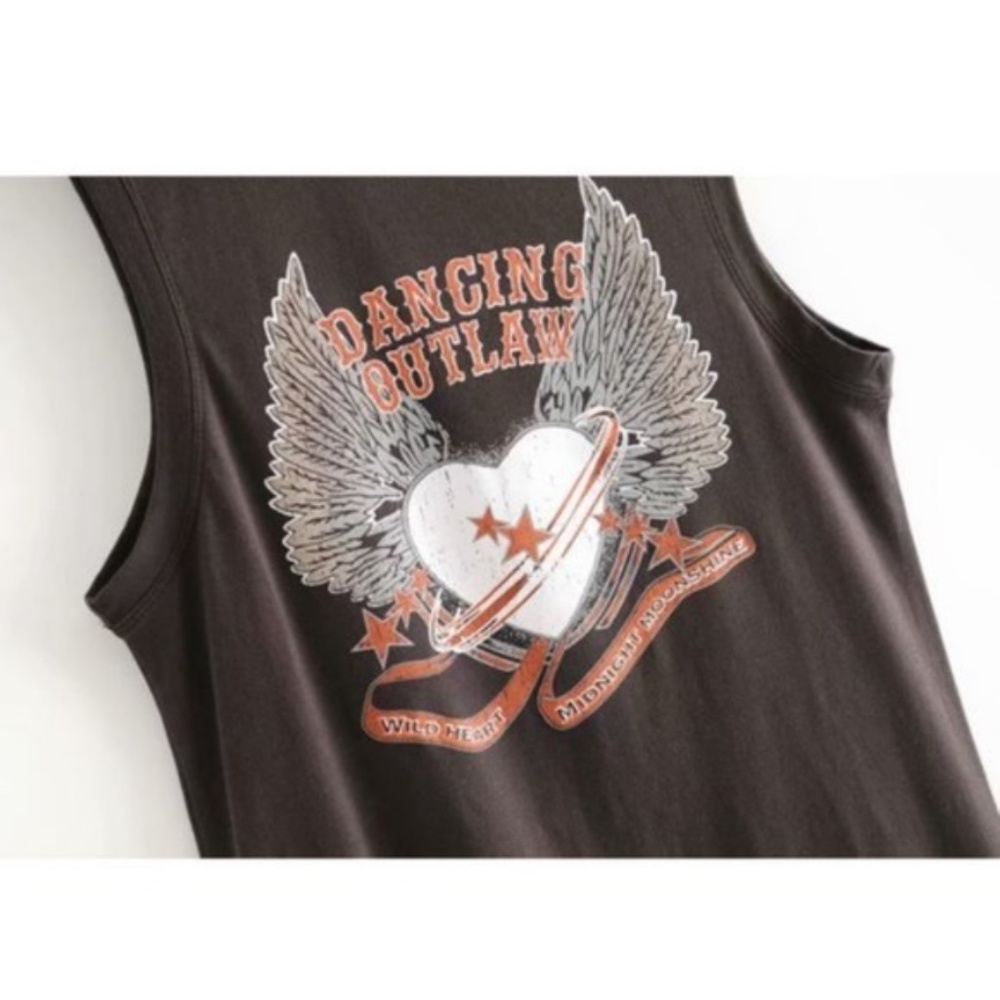 Boho Dancing Outlaw Graphic Heart wings Tank Dress - Picture 6 of 9
